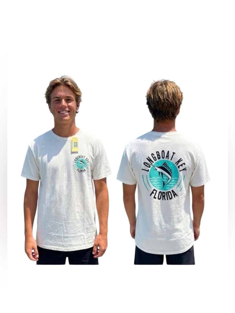 Gildan White Graphic Beach T-Shirt 100% Cotton Size: Medium
